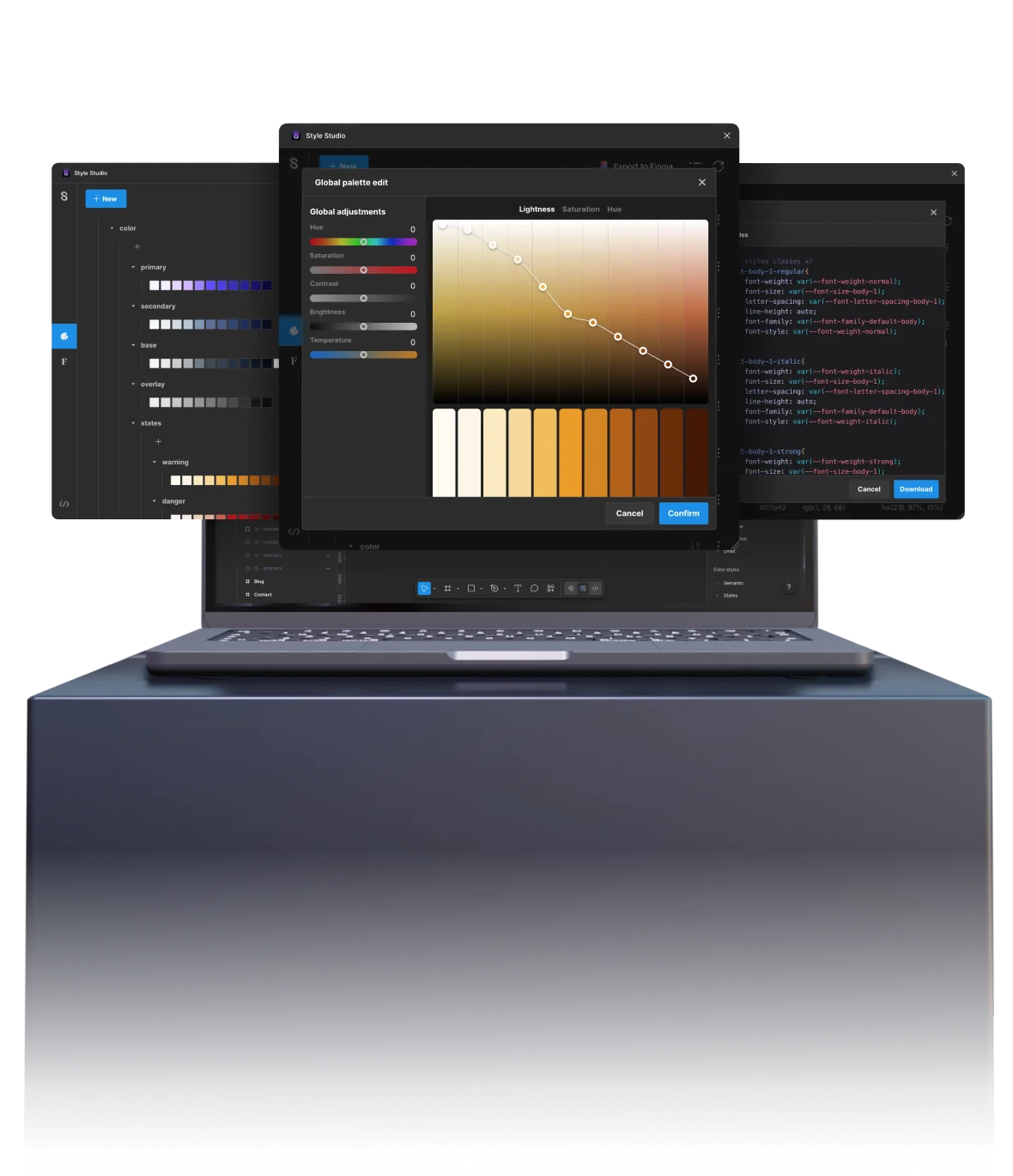 Style Studio plugin snapshot displayed on a macbook mockup.
